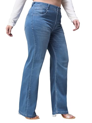 Image of Miss Chase A+ Women's Wide Leg High Rise Regular Length Stretchable Denim Jeans