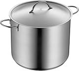 Großer Suppentopf 28 cm aus Edelstahl, 14L Induktions-Kochtopf mit Metalldeckel und Dampföffnung, Backofengeeigneter Stockpot für Suppe, Eintopf & Gemüse