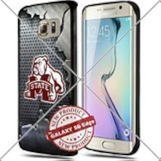 NEW Mississippi State Bulldogs Logo NCAA #1325 Samsung Galaxy S6 Edge Black Case Smartphone Case Cover Collector TPU Rubber original by WADE CASE [Iron]
