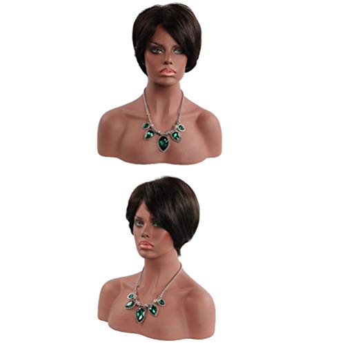 Lurrose Franja oblíqua elegante com peruca de cabelo curto encaracolado Acessórios para cabelo elega