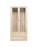 Vitrine de Salon sur Pied avec 2 Tiroirs et 2 Portes verre et Éclairage LED Buffet haut Armoire à vitrine Commode Meuble de Rangement pour salle à manger Style Moderne 202x110x41cm PAOLA P22 (Sonoma)