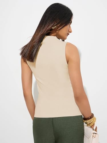 Image of KOTTY Women's Sleeveless High Neck Ribbed Tank Top Combo Pack of 2 Stylish Casual & Office Wear Tops