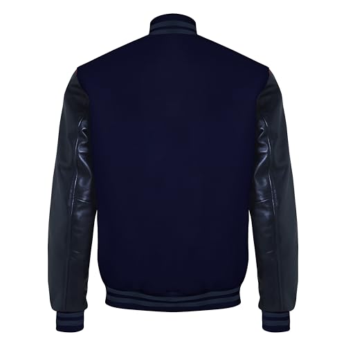 Image of Red And Black Letterman Jacket Men - Mens Black Varsity Letterman High School Baseball Bomber Jacket