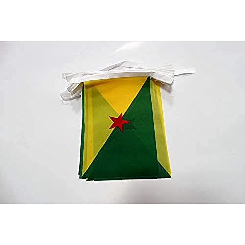 Image of AZ FLAG French Guiana 6 meters BUNTING Flag 20 flags 9'' x 6'' - French region of Guyane francaise STRING flags 15 x 21 cm