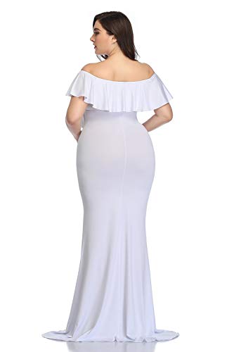 Maternity Dress For Photoshoot,Stretchy Pregnancy Fitted Gowns For Baby Shower And Photography B-White #TOP2