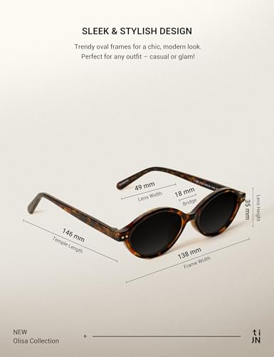 TIJN Olisa Retro Oval Sunglasses for Women Men,Polarized UV Protection Shades,Stylish Frame Sun Glasses,2025 Trendy Sunnies