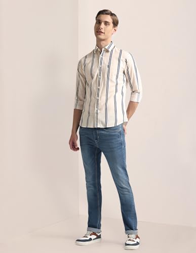 Image of U.S. Polo ASSN. Striped Regular Fit Cotton Shirts for Men - Full Sleeve Mens Casual Shirts