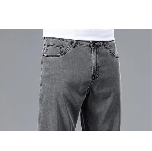 Mnjyihy Men's Summer Thin Jeans Loose Straight Stretch Business Large Size Denim Pants2