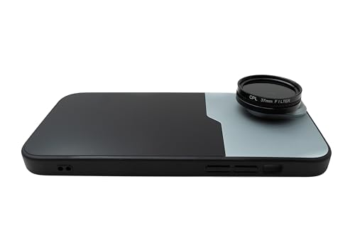 Filtro CPL 37mm elimina reflejos en agua y cristal para iPhone 15 Plus con funda 3
