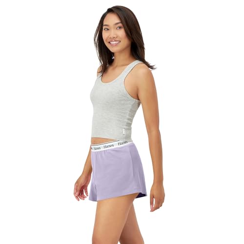 Image of Hanes Women's Originals Comfywear Rib Crop Tank and Sleep Shorts, 2-Piece Set