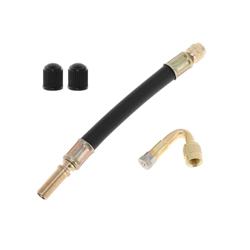 Image of Motoforti 1set 45 Degree Copper Tire Valve Extension with Flexible Plastic 140mm Tyre Valve Inflation Adapter for Car Motorcycle RV Truck Bike