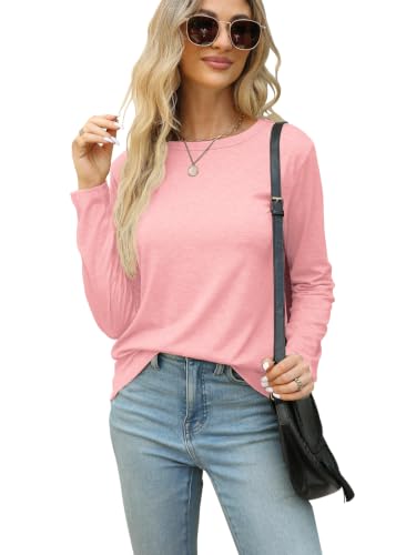 Image of Gihgoew 2 Pack Womens Tops Crewneck Soft Long Sleeve Shirts Fall Clothes Casual Tshirts Basic Tee