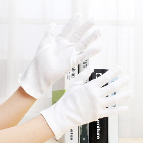 Guantes de algodón blancos (12 pares) reutilizables para trabajo y hogar 7