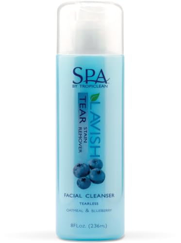 TropiClean SPA Tear Stain Remover for Dogs | Blueberry Facial Shampoo | Odor Eliminator | Tearless | Whitening and Brightening | Made in USA | 8oz.