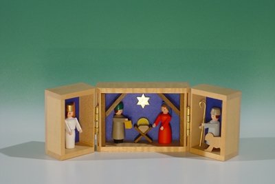 Miniature de nativité de petite case de pliage crèche de Noël bois minerai Seiffen