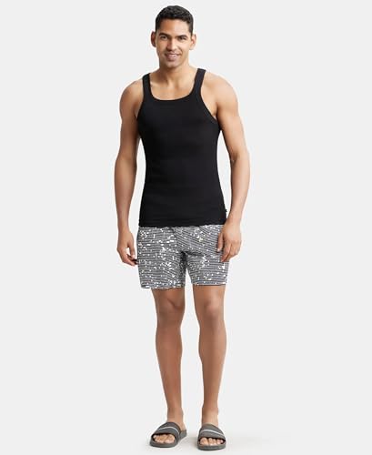Image of Jockey NY07 Men's Super Combed Cotton Satin Weave Printed Boxer Shorts with Side Pocket