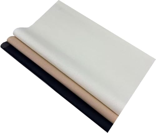 Image of KCS 3 pc of 15 inch x 18 inch(38cmx45cm) Counted Cross Stitch Cotton Aida Cloth Needlework Rolled Fabric Box,16CT,Antique White+Khaki+Black