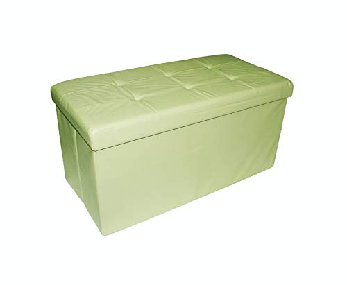 Russo Tessuti Panca Cassapanca Contenitore Baule Ecopelle Seduta Puff Arredo Salotto Divano-Verde Chiaro