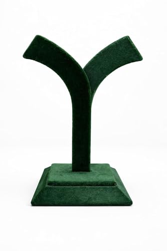 Image of Earring Display Stand and Organiser, Black Jewellery Holder for Counter Display, Y-Shape Showpiece (Green)