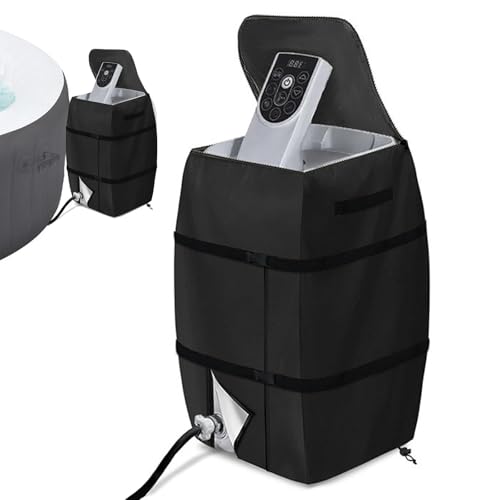 Hot Tub Pump Cover Weather-resistant Buckle Fixing Lazy Spa Pump Cover with Drawstring and Zipper 17x15x21in Protective All-purpose Heat Heat Covers for Outside Units