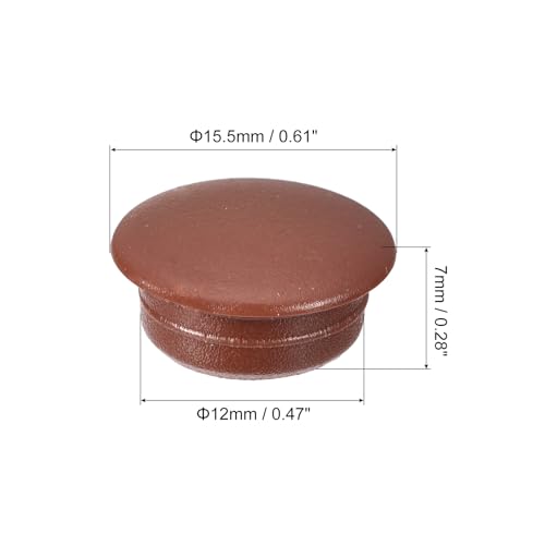 Image of uxcell 200Pcs Screw Hole Plugs, 12mm(15 /32 inch) Dia Plastic Snap in Locking Hole Covers Flush Type Caps for Furniture Cabinet Cupboard, Red Brown