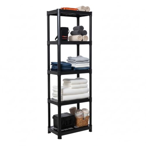 Listado de Anaqueles de Plastico Walmart , tabla con los diez mejores. 44 Italhome Rack De Plástico Chico De 5 Niveles Color Negro, Estante Organizador Resistente Multiusos Soporta 125 Kg