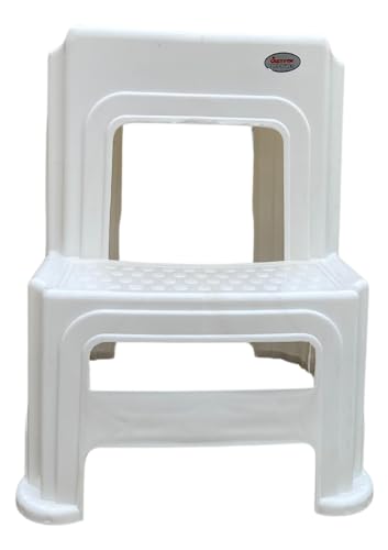 Image of SKYGLAMOUR Supreme Plastic Multi-Purpose Step Stool for Home | Office&Kitchen Use with Weight Bearing Capacity of 150 Kg |2 Step Stool for Home| Color: Milky White; Qnt: 2 Pcs.