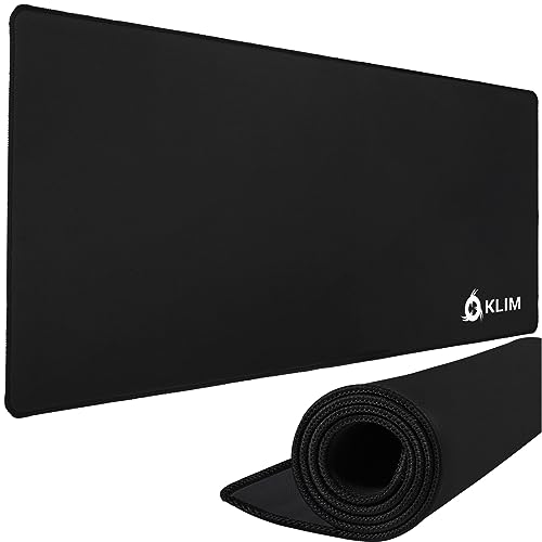 KLIM Mouse Pad XL - Extended Surface - Extra Large Gaming Mousepad Mat - Non-Slip Rubber Base - High Precision Textured Surface - 900 x 400 x 4 mm - Black