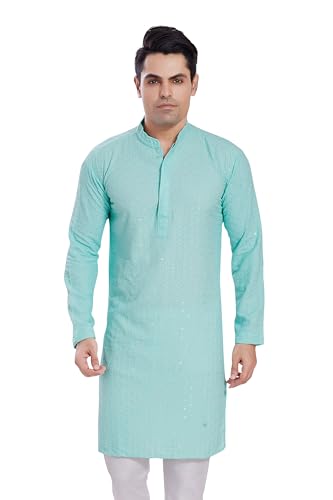 Image of DIVISIVE Men's Sequince Embroidered Cotton Blend Only Slim Fit Kurta