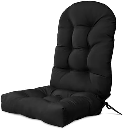 RULAER Adirondack Chair Cushion,Non-Slip Rocking Chair Cushion,44×19×4 Ince Patio with Ties Back,Waterproof Seat Cushion (Black)