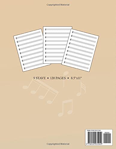 Blank Sheet Music Notebook - Black and White Old Musical Notes Cover - 9 Staves per Page: For musicians to compose music - classic, rock, pop - Image 2