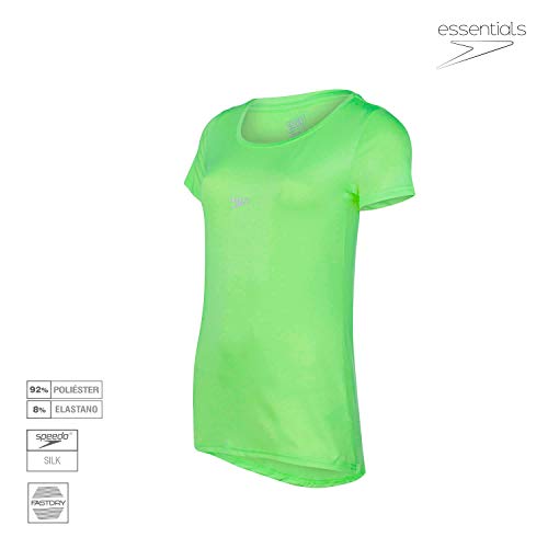 Speedo Basic Strech Camiseta de Manga Curta, Mulheres, Verde Limonada, GG