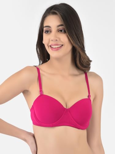 Image of Softline Women's Cotton Rich Padded Wired Demi-Cup Bra | Seamless, Breathable & Soft Fabric | Everyday Comfort & Support
