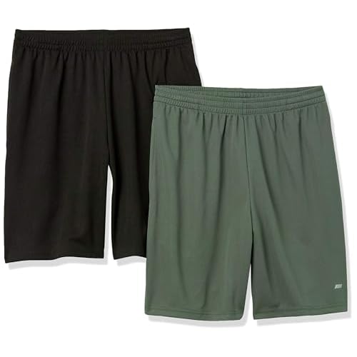 Amazon Essentials Men’s Athletic Basketball Gym,Performance Tech Loose-Fit Training Shorts, Pack of 2