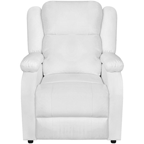 Festnight Sillón de Masaje Eléctrico de Cuero Artificial para TV Color Blanco