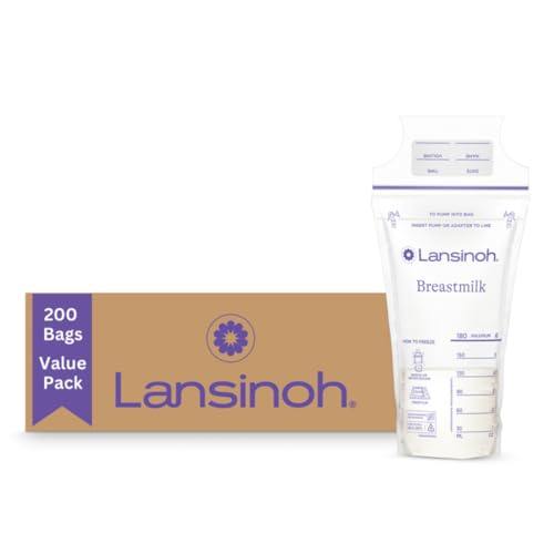 Image of Lansinoh Breastmilk Storage Bags, 200 Count Value Pack, Easy to Use Breast Milk Storage Bags for Feeding, Baby Essentials, Presterilized, Hygienically Doubled-Sealed for Freezing & Refrigeration, 6 OZ