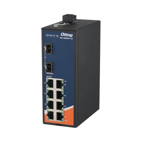 Image of IES-3082GP-LA | 10-Port Managed Ethernet Switch, 8FE + 2 100 /1G SFP Slots, ORing Industrial Networking