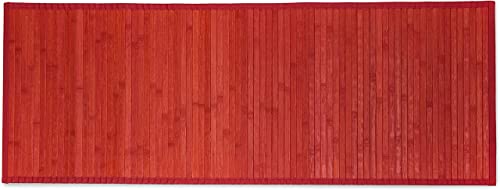 CosìCasa Tapis Cuisine Bambou - 50X140 cm Antidérapant et Résistant à l'eau - Tapis de Bain Bambou en Bois Naturel Durable - Tapis Bambou Salle de Bain Effet Couleur Unie Facile à Nettoyer - Rouge