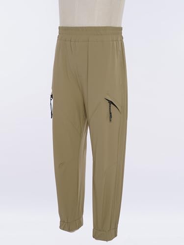 Kids Boys Elastic Waist Cargo Pants Casual Stretch Active Jogger Trousers Decor Zipper School Bottoms3