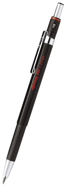 Rotring – Juego de 12 portemines héxagonal 300 Mina 2 mm negro