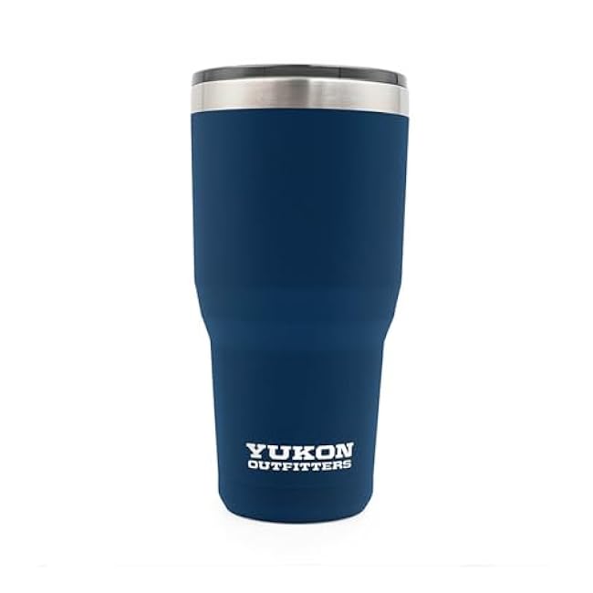 Yukon Outfitters Freedom High Grade 18/8 Corrosion-Resistant Stainless Steel Double Wall Vacuum Insulated Tumbler (20 oz/ 590ml) - 7.3 H x 3.4 Top dia. / 2.7 Bottom dia., Dad Bod - Navy