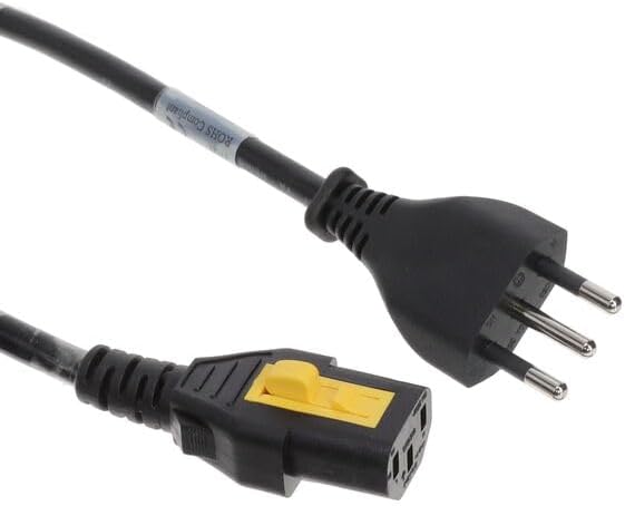 3-100-524, AC Power Cords Italy Power Supply Cord with IEC Connector C13, V-Lock Straight, Black