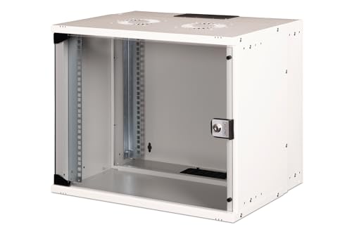 DIGITUS Netzwerkschrank - 19-Zoll Rack 9 HE - Unmontiert - Wandmontage - 400 mm Tiefe - 327 mm Nutztiefe - Traglast 60 kg - Glastür - SOHO Pro-Serie - Grau