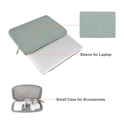 Image of MOSISO Laptop Case 13.3 inch, 13-13.3 inch Laptop Sleeve Bag Compatible with MacBook Air /Pro 13 /Pro 14 M5 M4 M3 M2 M1, HP Dell ASUS Lenovo, Neoprene Computer Sleeve Bag with Small Case, Antique Green