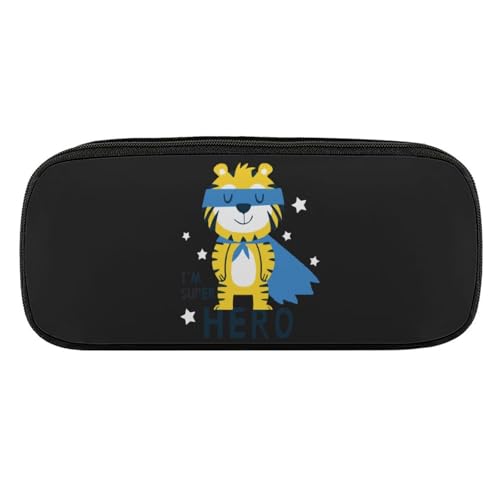 ペンケース 筆箱 大容量 軽量 トラ柄 I'M SUPER HERO アニマルプリント 筆入れ ふでばこ ペンポーチ 多機能 コンパクト シンプル おしゃれ 中小学生 高校生 女の子 男の子