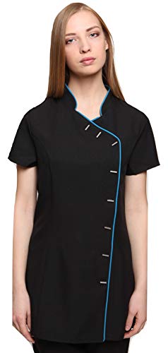 Mirabella Health & Beauty Tunique esthéticienne pour Femme modèle Iris Noir avec Turquoise 42