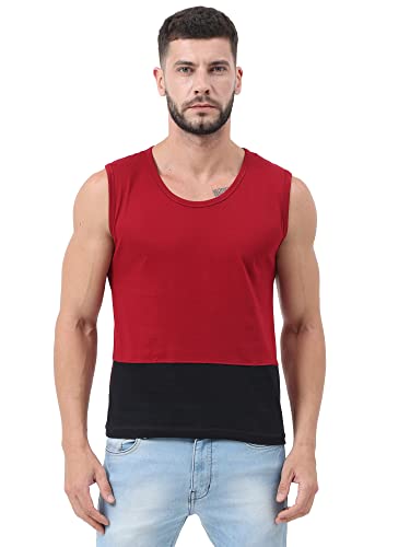 Image of Ideation Men's Cotton Round Neck Color Block Sleeveless T-Shirt