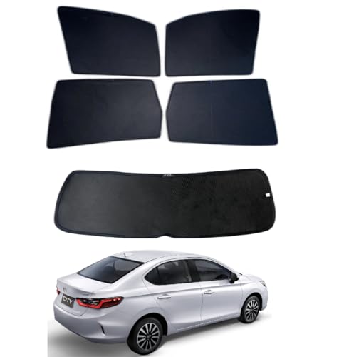 Image of Premium Car Sunshade Fix Type Non-Magnetic Curtain with Rear Dicky Curtain Set of 5pc for New Honda City 2020 Onwards