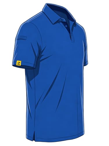 REXUHOWU Men's Polo Shirt Short Sleeve Moisture Wicking Sports Casual T-Shirt Golf Polo Shirt Business Collar Shirt for Men Blue XXL