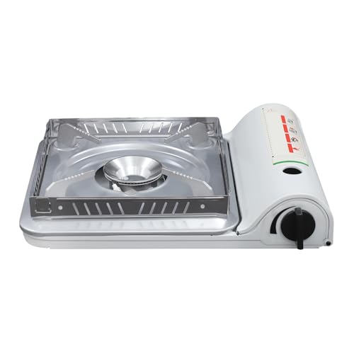 Estufa de camping portátil de 3500 W, gas butano para exteriores, con encendido piezoeléctrico, regulación de temperatura y válvula de seguridad magnética, barbacoa ligera para picnic, barbacoa